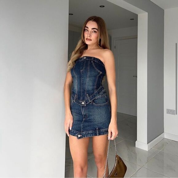 Zara Corset Style Denim Top New - Picture 3 of 6